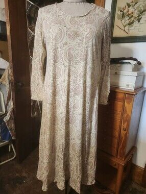 Magnolia Pearl Cream and Dusty Pink Paisley Long Sleeve Dress